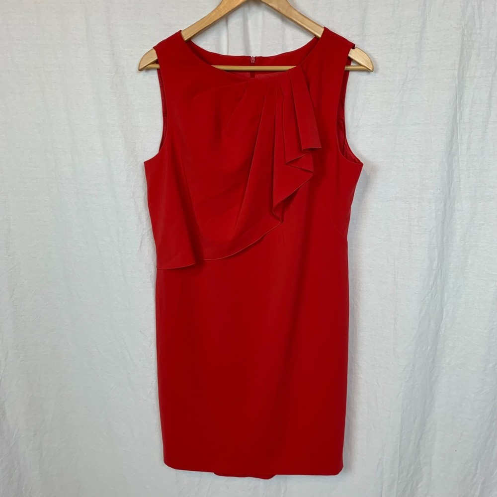 Moschino Cheap And Chic Women's Sleeveless Ruffle Shift Dress Solid Red Size 12